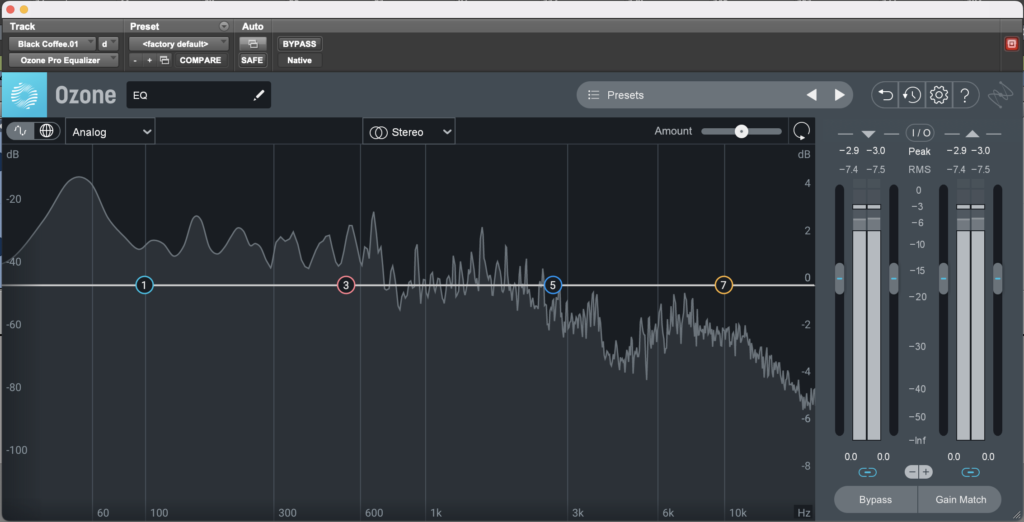 NYC Recording Studio Ozone EQ Analyzer